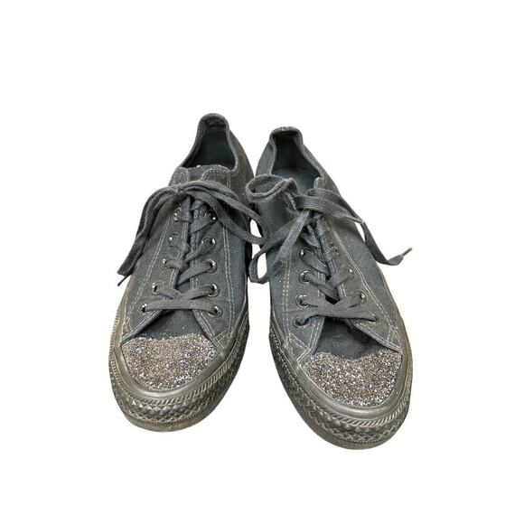 Converse Size 8.5 Navy Blue Glitter Toe Chuck Taylor Unique Skater Girly Sneaker - Picture 3 of 9